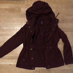 Maroon Forever 21 Drawstring Jacket
